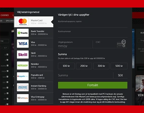 Välj insättningsmetod