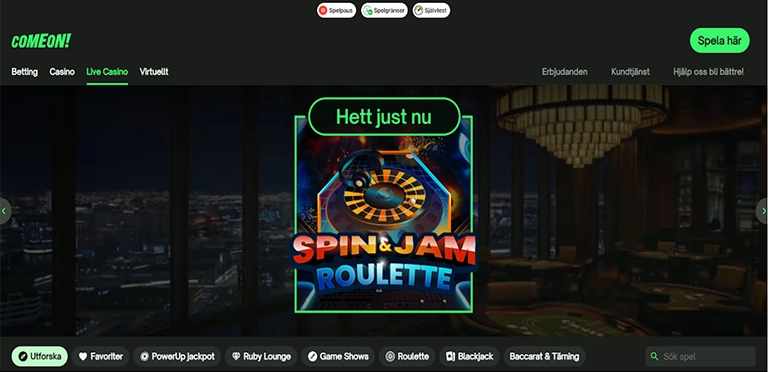 Spelutbud och funktioner på ComeOn Casino
