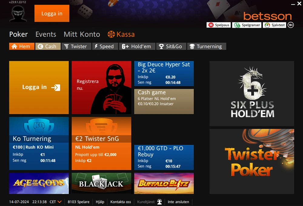 Mjukvara Betsson Poker