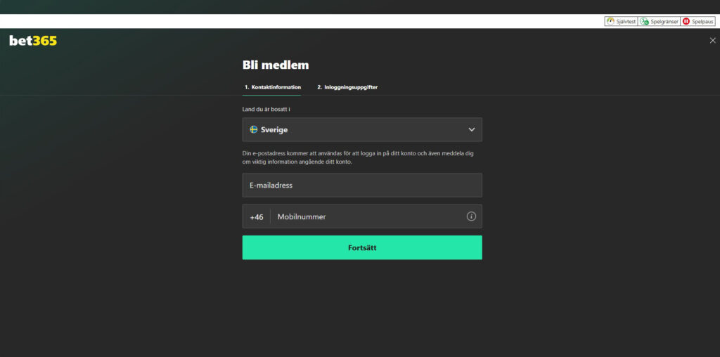 Bet365 poker registreringssida