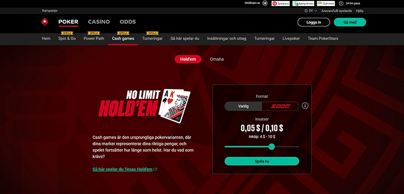 Skärmdumpar: Kontantspel PokerStars