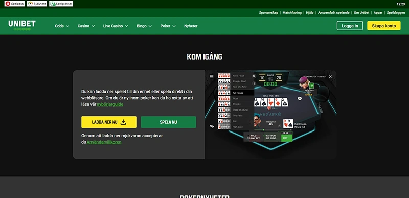 Unibet Ladda ner applikationen
