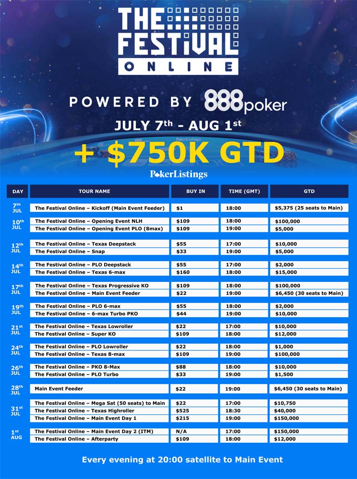 the festival online tournament schedule