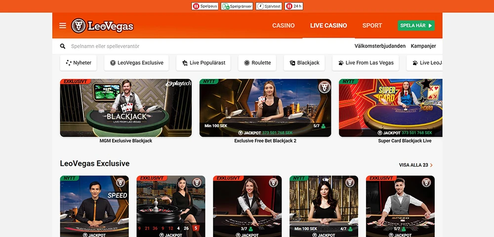 Livekasino LeoVegas