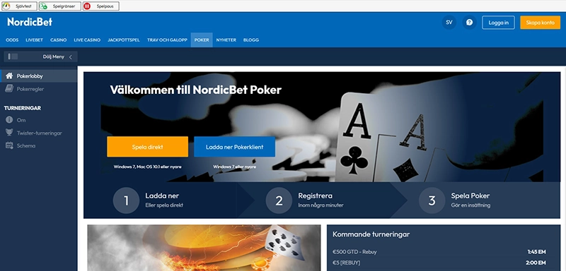 Skärmdumpar: Hemsida
