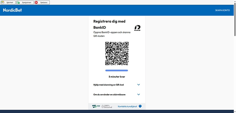 Skärmdumpar: Registreringssida