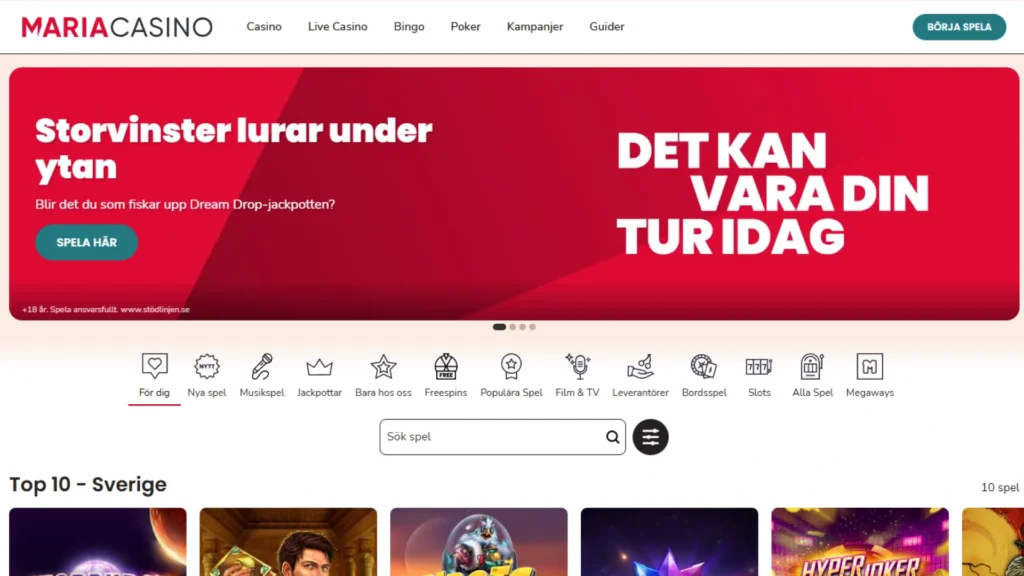 Maria Casino Skärmdump