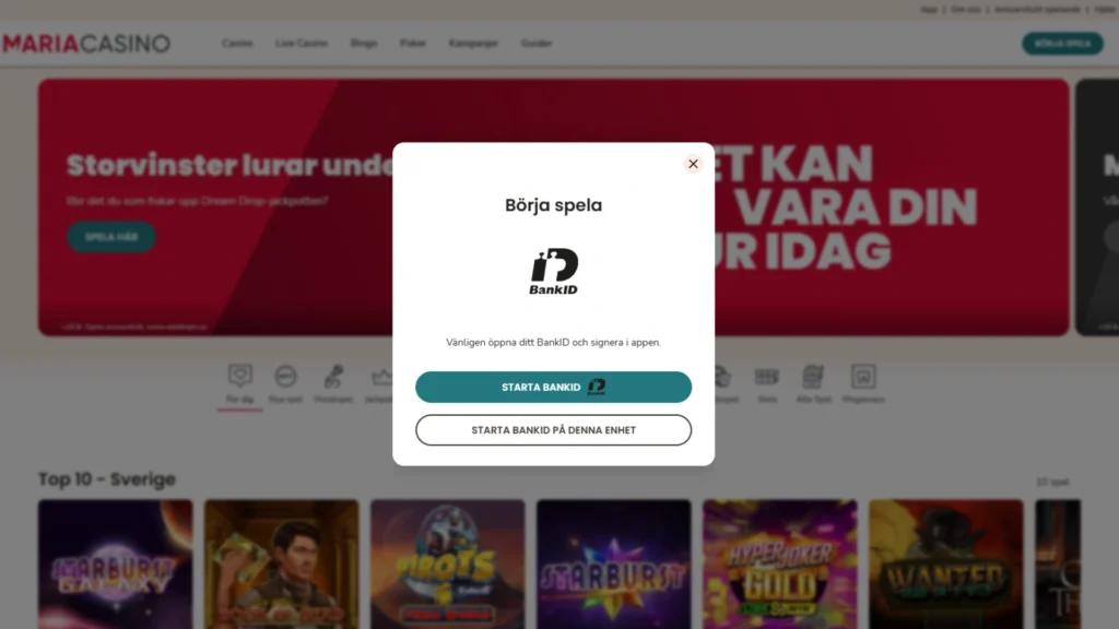 Maria Casino Skärmdump