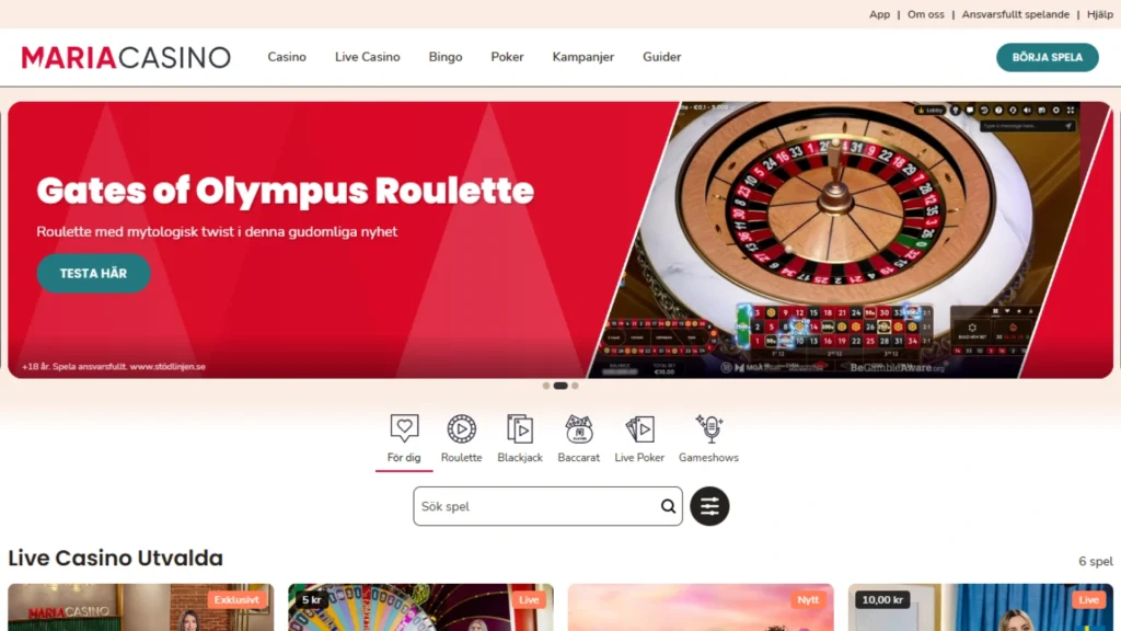 Maria Casino Skärmdump