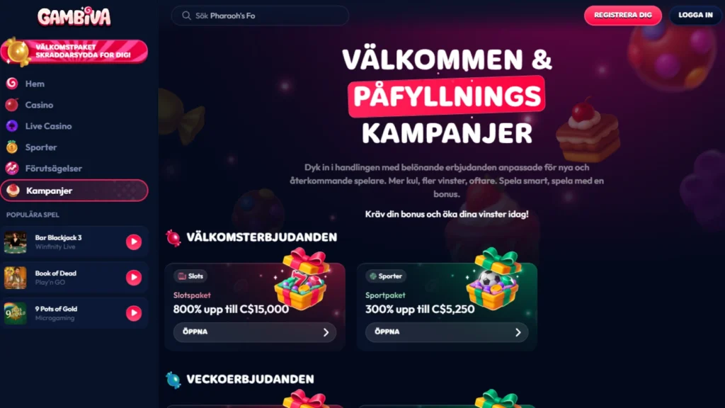 Gambiva Casino bonusar och kampanjer